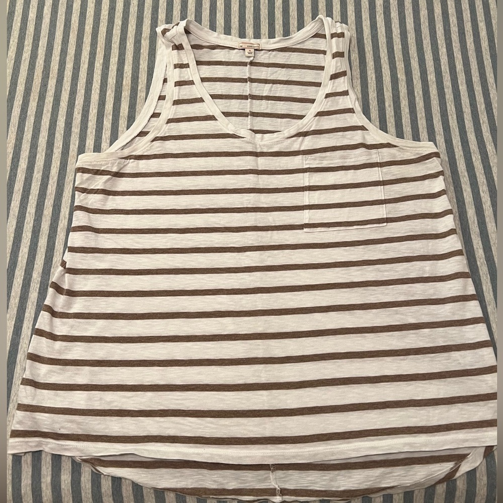 Gap Tan/brown & white striped Tank Top XL